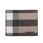 BURBERRY 環保帆布格紋6卡對開短夾 (暗樺木棕色)