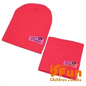 【iSFun】簡約素面＊保暖嬰兒毛帽+脖圍組 紅
