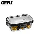 【GEFU】德國品牌扣式耐熱玻璃微波盒/便當盒/保鮮盒600ml(長型)(原廠總代理)
