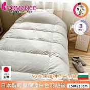【ROMANCE小杉】日本製輕量保暖白色羽絨被150x210cm