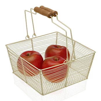 《VERSA》雙提柄方形鏤空水果籃(奶油黃) | 水果盤 水果籃