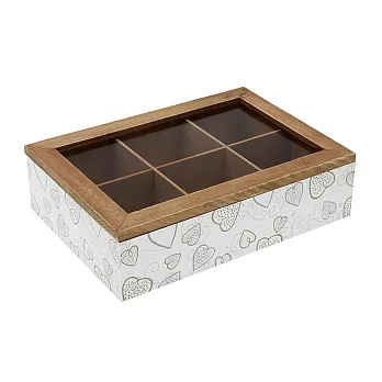 《VERSA》6格木質茶包收納盒(愛心) | 咖啡包收納盒 防塵收納盒 茶具