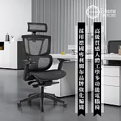 E-home Carlo卡洛意式高階底盤德國網人體工學電腦椅-黑色 黑色