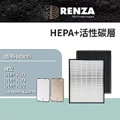 RENZA濾網 適用 Hitachi日立 UDP-K80 K90 K100 K92空氣清淨機 高效HEPA蜂巢活性碳濾網