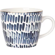 《NOW》金邊馬克杯(靛藍直紋325ml) | 水杯 茶杯 咖啡杯