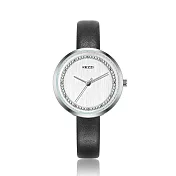 KEZZI 珂紫 K-1862 優雅精緻氣質簡約百搭學生女皮手腕錶 -黑色