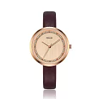 KEZZI 珂紫 K-1862 優雅精緻氣質簡約百搭學生女皮手腕錶 -紅褐色