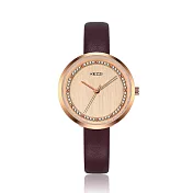 KEZZI 珂紫 K-1862 優雅精緻氣質簡約百搭學生女皮手腕錶 -紅褐色