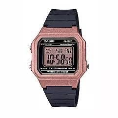 CASIO 卡西歐 W─217HM 復古方型玫金LED多功能防水電子錶手錶 ─ 5A 玫