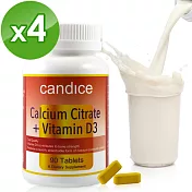 【Candice】康迪斯檸檬酸鈣錠(90顆*4瓶)Calcium Citrate + Vitamin D3