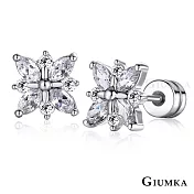 GIUMKA後鎖式耳釘耳環華麗花朵栓扣式耳飾精鍍正白K一對價格MF04119 無 A款銀色一對