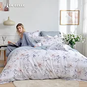 法國CASA BELLE《浮年盞花》特大天絲刺繡四件式防蹣抗菌吸濕排汗兩用被床包組