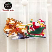 摩達客-聖誕彩繪PVC片造型吊飾 ( 電池燈+吸盤 ) 聖誕老公雪橇款