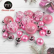 摩達客聖誕-30mm + 60mm造型彩繪球40入吊飾禮盒裝(12格)淡粉色系| 聖誕樹裝飾球飾掛飾
