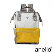 anello 新版基本款2代R系列 防潑水強化 經典口金後背包 Regular size- 象牙白x芥末黃