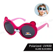 【SUNS】兒童彈力太陽眼鏡 小熊造型 3-14歲適用 寶麗來鏡片 抗UV400 桃框粉腳