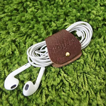 【KOPER】手工皮革耳機集線器 木紋棕