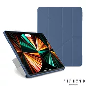 PIPETTO Origami iPad Pro 12.9吋(2022~2018) TPU多角度多功能保護套-海軍藍