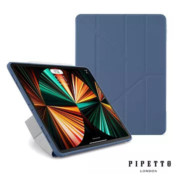 PIPETTO Origami iPad Pro 12.9吋(2022~2018) TPU多角度多功能保護套-海軍藍
