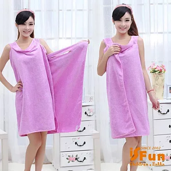 【iSFun】速乾可穿式＊素面加厚吸水成人浴巾浴袍  紫