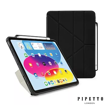 PIPETTO iPad 第10代 (10.9吋) Origami Pencil 多角度多功能保護套(內建筆槽)-黑色