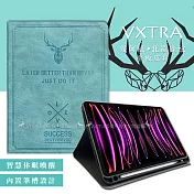 二代筆槽版 VXTRA 2022 iPad Pro 12.9吋 第6代 北歐鹿紋平板皮套 保護套 (蒂芬藍綠)