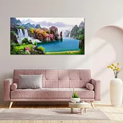 【御畫房】湖光山色 國家一級畫師手繪油畫60×120cm VF-133 (客製商品)