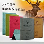 VXTRA 2022 iPad 10 第10代 10.9吋 北歐鹿紋風格平板皮套 防潑水立架保護套 蒂芬藍綠