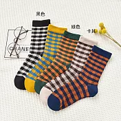 【Wonderland】日系格紋學院風中筒襪(5色) FREE 黑色