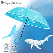 【雙龍牌】鯨魚環保自動傘 半透明傘果凍傘(防風雨傘直立傘A0557W) 水藍