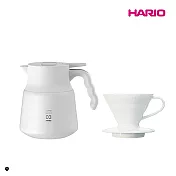 【HARIO】 純白系列 V60白色01磁石濾杯 + V60不鏽鋼保溫咖啡壺白PLUS 800