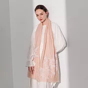 【David’s Angel】LinLi設計款 Tyche蝴蝶花蕾絲刺繡純羊絨Cashmere圍巾－ 乾燥玫瑰粉
