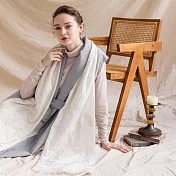 【David’s Angel】Elina精靈羽毛蕾絲刺繡純羊絨Cashmere圍巾－ 奶油白