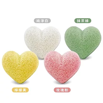 O’Pretty 歐沛媞 天然蒟蒻QQ海綿-愛心(6.5X5.5cm)-多色可選 純淨白X3