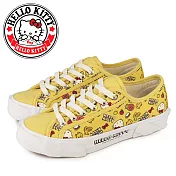 【HELLO KITTY】女 休閒鞋 帆布鞋 輪胎鞋 凱蒂貓 水果 綁帶 JP25.5 黃色