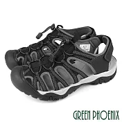 【GREEN PHOENIX】男 涼鞋 運動涼鞋 溯溪鞋 網布 束帶 休閒 護趾 水陸兩棲 EU40 黑色