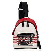 COACH x 迪士尼 x Keith Haring聯名款紅白條紋米奇塗鴉斜背包/後背包