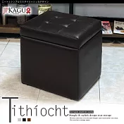 JP Kagu 台灣製日式皮沙發收納椅凳45cm 黑