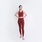 【Mukasa】DURABLE 線條修身瑜珈褲 - 復古磚紅 - MUK-22932 S 復古磚紅