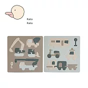 Pato Pato 嬰幼兒益智學習巧拼拼圖28x28cm 2入組(附收納袋) - 交通工具二合一積木組