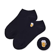 【ONEDER旺達棉品】韓系電繡船襪 柔棉刺繡襪 台灣製棉襪-  黑色(啤酒) GK-E101