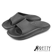 【Pretty】男女 拖鞋 浴室拖鞋 輕量 防水 室內 室外 寬版 厚底 舒壓 台灣製 JP26 黑色