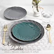 【Homely Zakka】北歐輕奢風錘紋金邊陶瓷餐盤碗餐具_小圓平盤(3色任選) 祖母綠