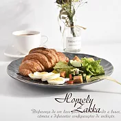 【Homely Zakka】北歐輕奢風錘紋金邊陶瓷餐盤碗餐具_大圓平盤(3色任選) 高級灰
