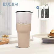 【IKUK 艾可】陶瓷珍奶冰壩保溫杯900ml-小熊珍奶杯 厚片奶茶