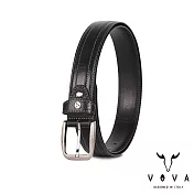 【VOVA】台灣總代理 品味紳士雙車線復古休閒皮帶-黑色/VA007-003-BK
