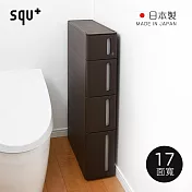 【日本squ+】Storanti日製17面寬抽屜式隙縫收納櫃附輪(1S+2M+1L)- 深棕