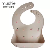 美國Mushie 嬰幼兒 矽膠立體圍兜-櫻桃