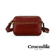 【Crocodile】鱷魚皮件 Naturale 4.0系列 橫式斜背包 側背包(S) 義大利植鞣-0104-10703-新品上市 咖啡色