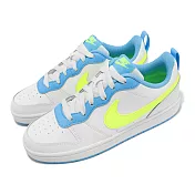 Nike 休閒鞋 Court Borough Low 2 GS 大童 女鞋 白藍 螢光黃 經典 皮革 BQ5448-122